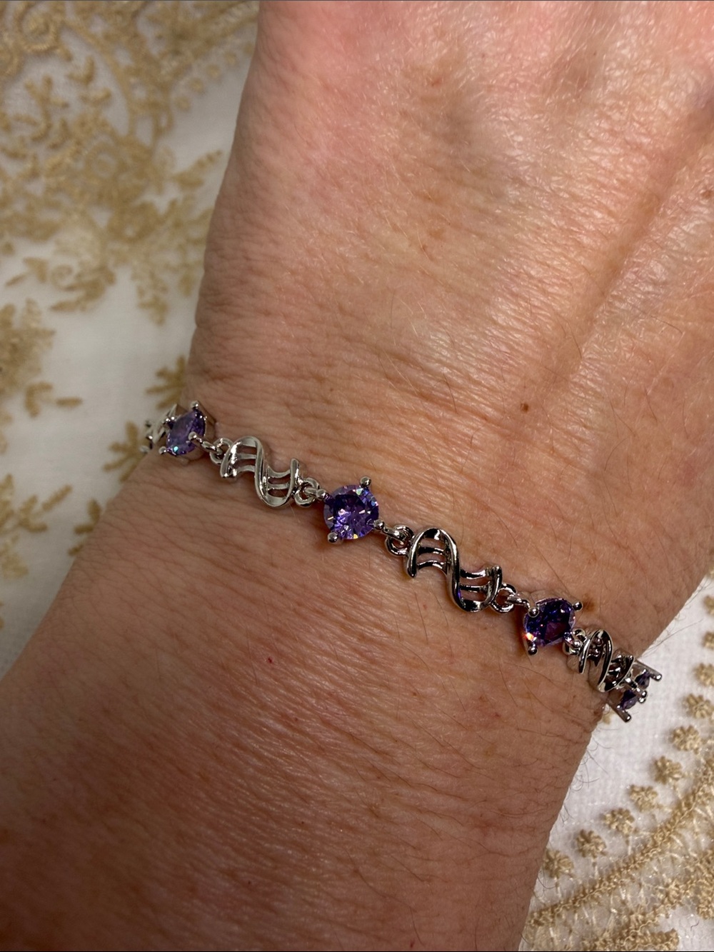 925 Sterling Silver Purple CZ Tennis Bracelet | Elegant Lavender Sparkle